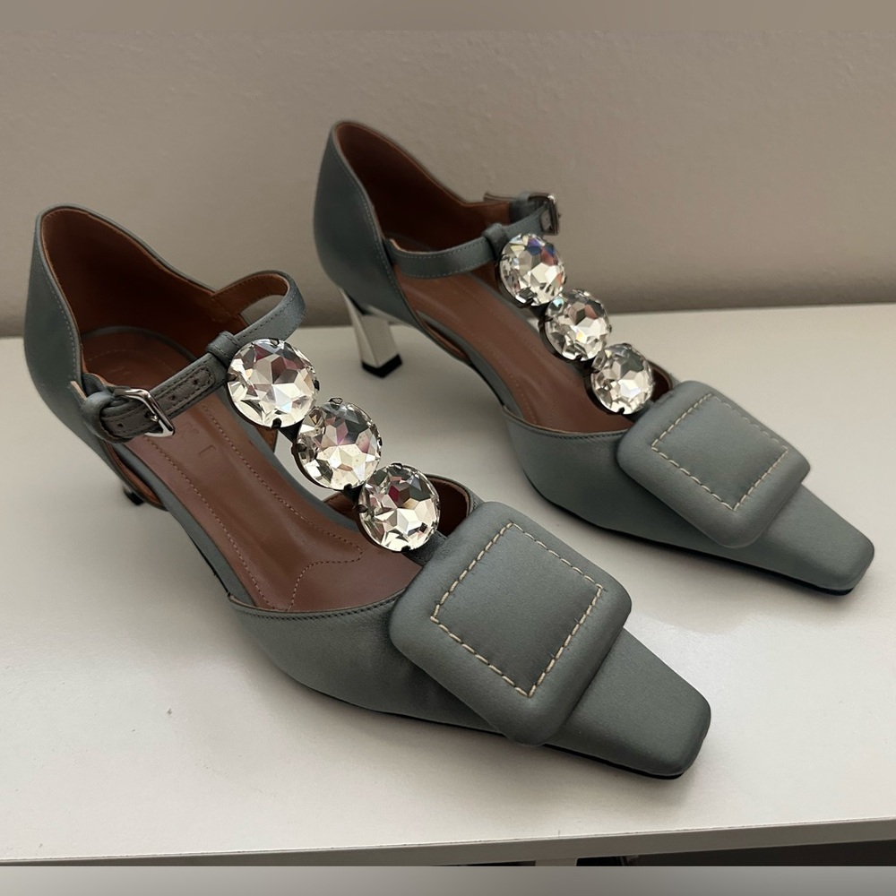Marni Gray Heels with Crystal Accents